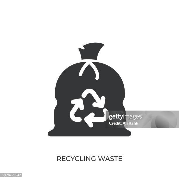 stockillustraties, clipart, cartoons en iconen met recycling waste glyph solid icon. solid icon that can be applied anywhere, simple, pixel perfect and modern style - vuilniszak