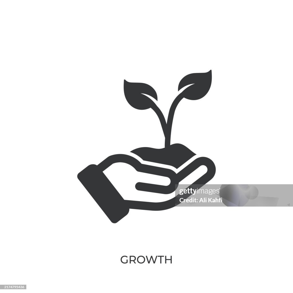 Growth glyph solid icon. Solid icon that can be applied anywhere, simple, pixel perfect and modern style