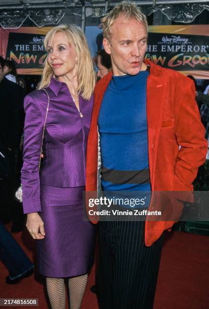 English singer and songwriter Sting and his wife Trudie Styler attending the premiere of Disney's 'The Emperor's New Groove' at the El Capitan...