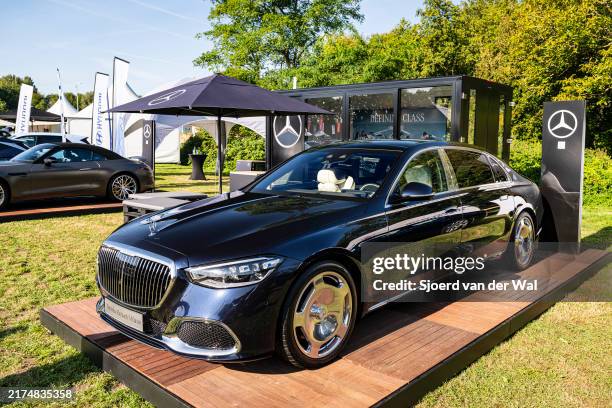 Mercedes-Maybach S-Class luxury limousine car on display during the 2024 Wheels at Mariënwaerdt car show on September 14 in Beesd, The Netherlands.