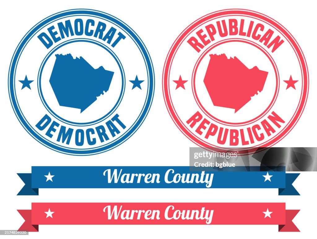 Warren County, Kentucky. Map on rubber stamp with banner