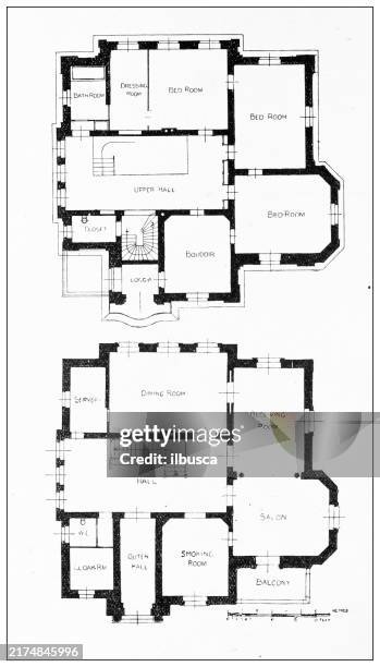 19th century architecture: nurnberg - floor plan stock illustrations