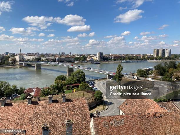 September 2024, Serbia, Novi Sad: View across the Danube to Novi Sad, the second largest city in Serbia and capital of the province of Vojvodina...