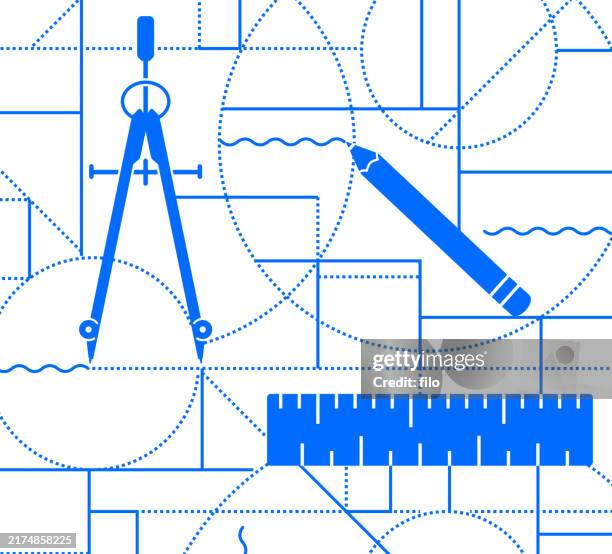 bildbanksillustrationer, clip art samt tecknat material och ikoner med drafting planning blueprint architecture abstract design background - linjal