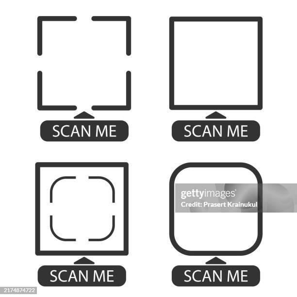qr code scan icon, scan me barcode sign, isolated - scan me stock pictures, royalty-free photos & images