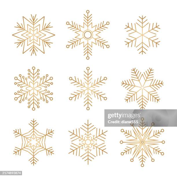set of gold snowflakes on a transparent background - gold-glitter-transparent-background stock illustrations