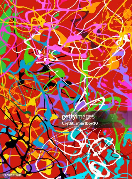 abstract drip painting - gallery opening stock illustrations