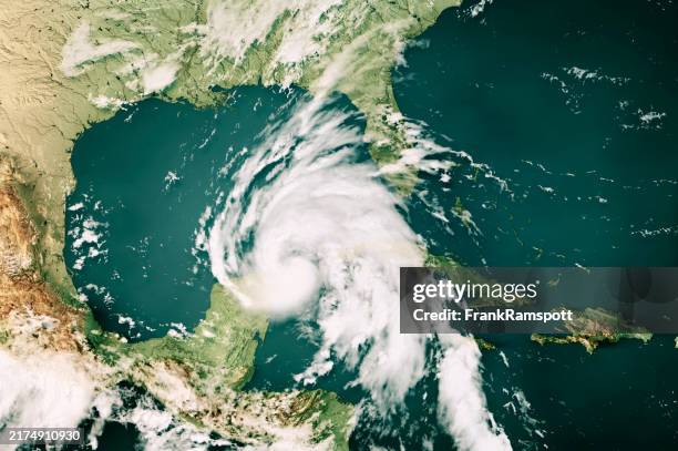 hurricane helene 2024 cloud map caribbean sea 3d render color - hurricane stock pictures, royalty-free photos & images