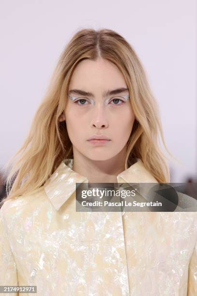 Model, fashion detail, walks the runway during the Loewe Paris Womenswear Spring-Summer 2025 show as part of Paris Fashion Week on September 27, 2024...