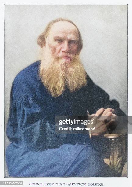 portrait of count lev nikolayevich tolstoy or leo tolstoy (9 september 1828 – 20 november 1910) russian writer, one of the greatest and most influential authors of all time - leo tolstoy stock pictures, royalty-free photos & images