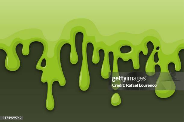 stockillustraties, clipart, cartoons en iconen met horizontal seamless background pattern of a green viscous ooze - slijm