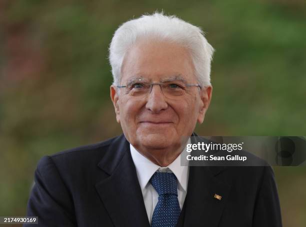Italian President Sergio Mattarella arrives at the Chancellery to meet with German Chancellor Olaf Scholz on September 27, 2024 in Berlin, Germany....