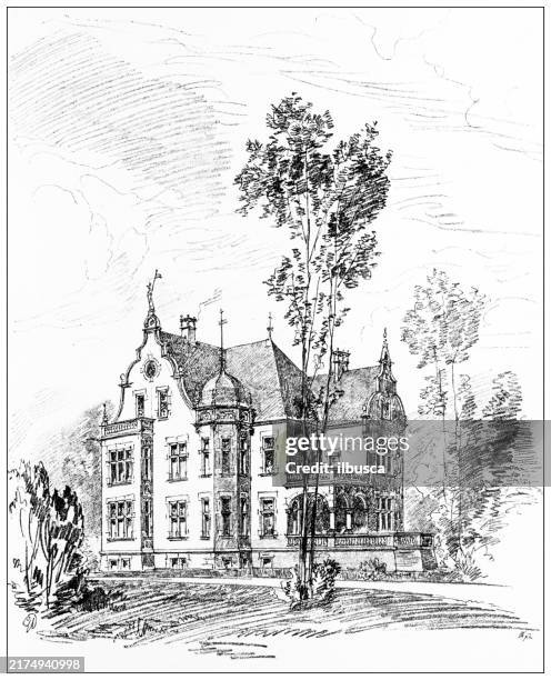 19th century architecture: halle (saale), germany - halle north rhine westphalia stock illustrations