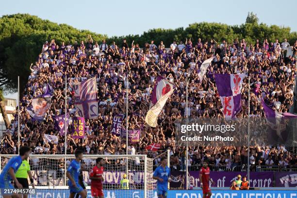 Supporters of ACF Fiorentina during the Serie A match between Empoli FC and ACF Fiorentina in Empoli, Italy, on September 29 at the stadium Carlo...