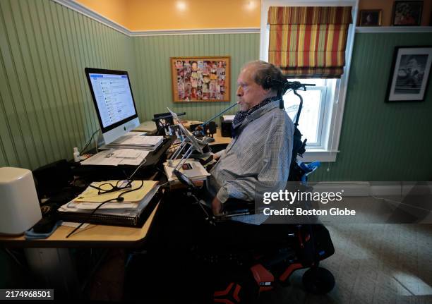 Methuen, MA Disability rights advocate Charlie Carr in his home office.