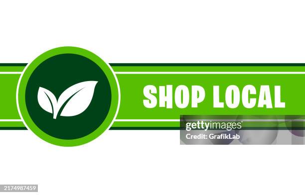 shop local badge design - ethical consumerism stock illustrations