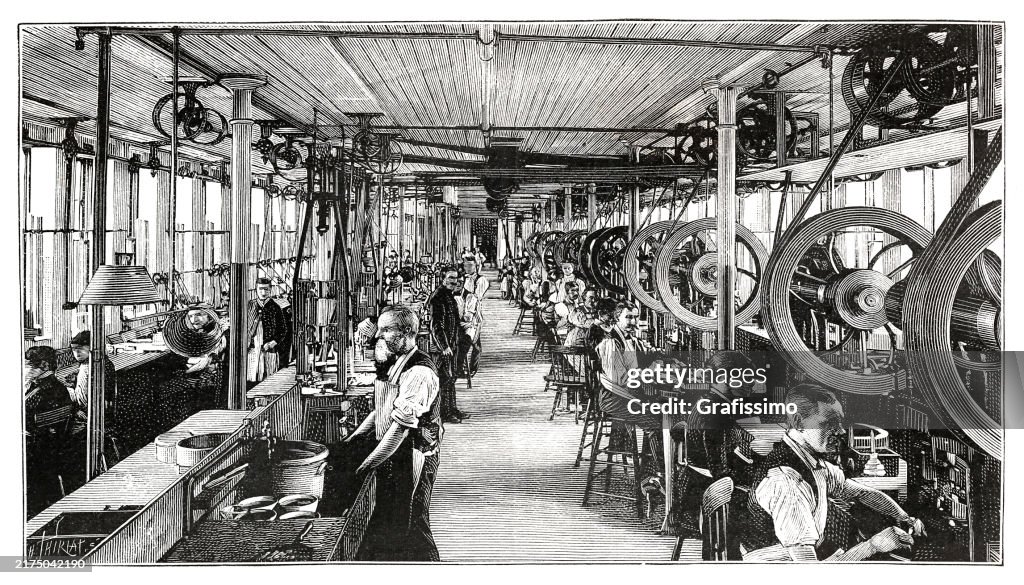 Worker in factory manufacturing watch in Waltham Massachusetts