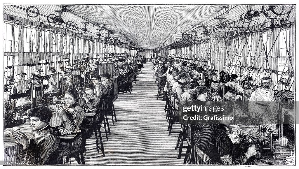 Worker in factory manufacturing watch in Waltham Massachusetts