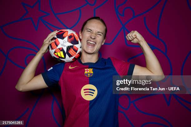 Caroline Graham Hansen of FC Barcelona poses for a portrait during the FC Barcelona Portraits Session nat Estadi Johan Cruyff on September 25, 2024...