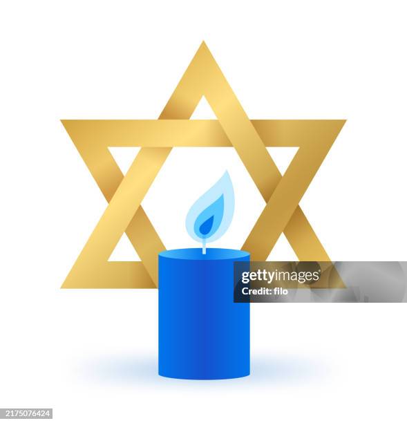 ilustraciones, imágenes clip art, dibujos animados e iconos de stock de star of david jewish candle remembrance holiday design element symbol - calendario hebreo