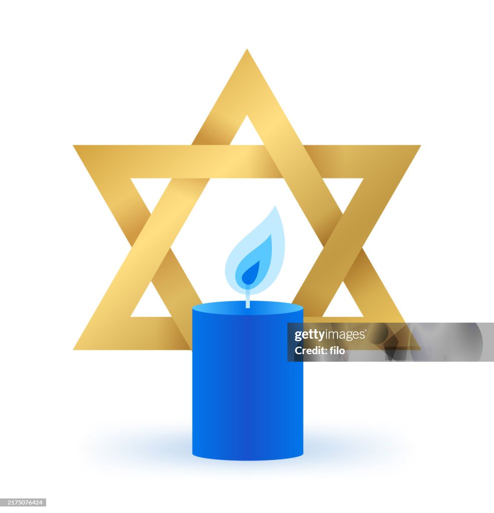 Star of David Jewish Candle Remembrance Holiday Design Element Symbol