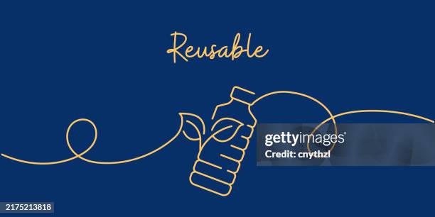 continuous line drawing of reusable concept. hand drawn symbol vector illustration. - reusable stock illustrations