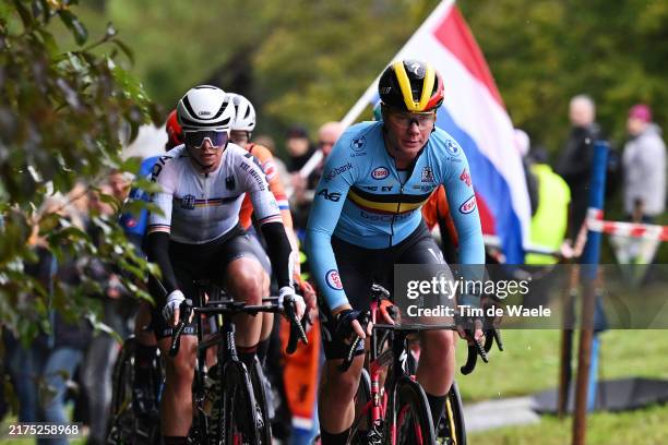 Liane Lippert of Team Germany, Lotte Kopecky of Team Belgium compete in the breakaway during the 97th UCI Cycling World Championships Zurich 2024,...