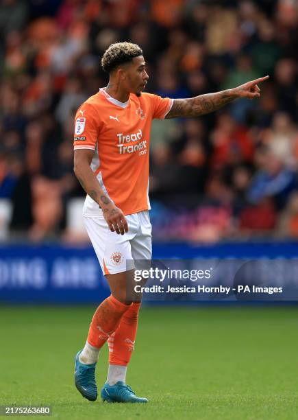 Blackpool's Jordan Lawrence-Gabriel reacts during the Sky Bet League One match at Bloomfield Road, Blackpool. Picture date: Saturday September 28,...