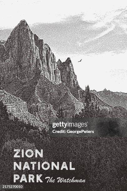 Retro Style Postcard Of Zion National Park, Foto de stock