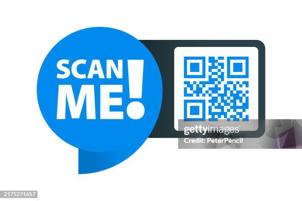 scan me - qr code scan for smartphone - qr code scan sticker for mobile phone - scan qr code icon for smartphone - vector illustration - scan barcode stock illustrations