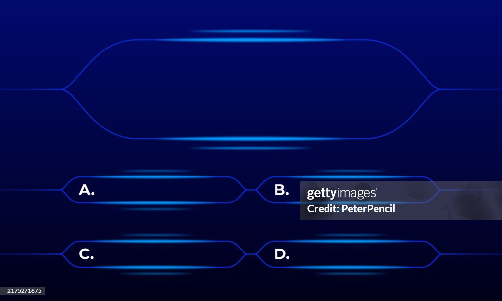 Quiz Game Template - Intellectual Game Question Background - Answer Question Quiz Game Interface - Question with Four Options of Answer for TV Show - Vector Illustration
