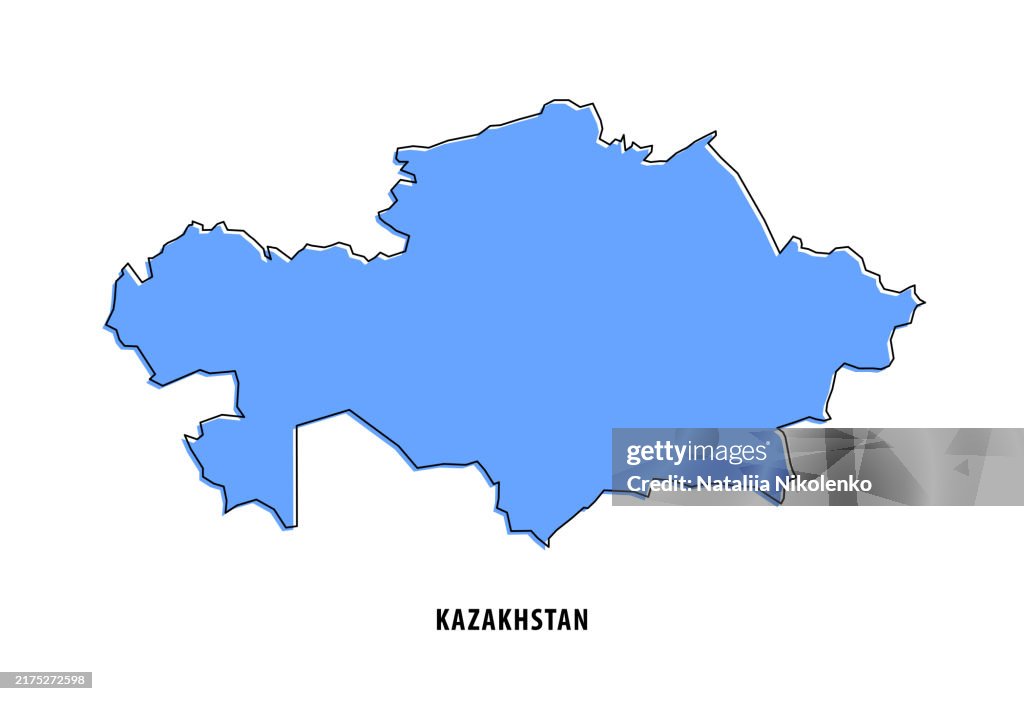 Kasachstan - Blaue Skizze der Karte. Stilisierte einfache Gliederungskarte, Symbol.