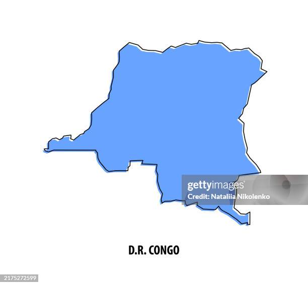 democratic republic of the congo - blue sketch map. stylized simple outline map, icon. - katanga stock illustrations