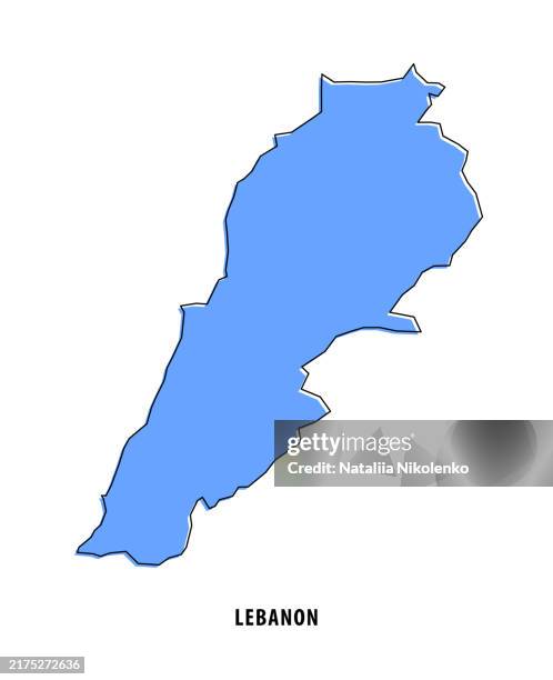 lebanon - blue sketch map. stylized simple outline map, icon. - beirut stock illustrations