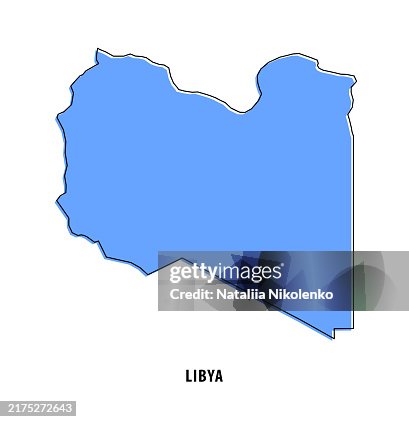 Libya - Blue Sketch Map. Stylized Simple Outline Map, Icon. Libya - Blue Sketch Map. Stylized Simple Outline Map, Icon.