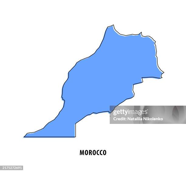 morocco - blue sketch map. stylized simple outline map, icon. - moroccan pattern vector stock illustrations