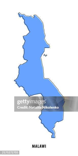 malawi - blue sketch map. stylized simple outline map, icon. - malawi stock illustrations
