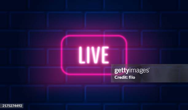 live neon light sign - recording studio wall stock illustrations