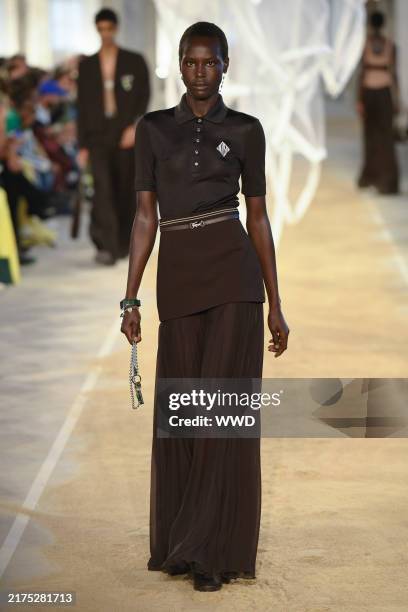 Model on the runway at Lacoste RTW Spring 2025 as part of Paris Ready to Wear Fashion Week on October 1, 2024 in Paris, France.