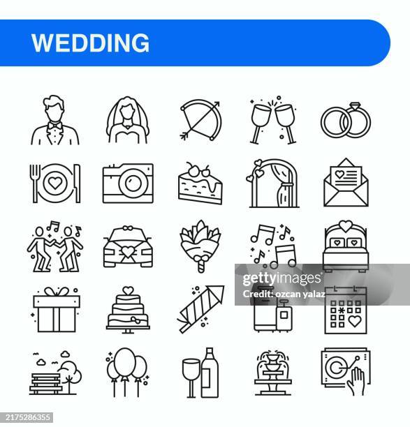 wedding icons - editable stroke - easy to edit and customize. - customize icon stock illustrations