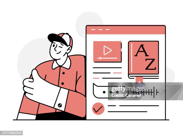 online language education concept vector illustration - language translation stock illustrations