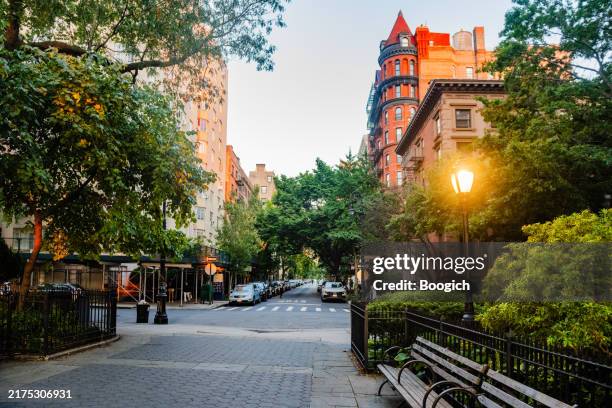 brooklyn heights park scene in nyc - brooklyn heights stockfoto's en -beelden