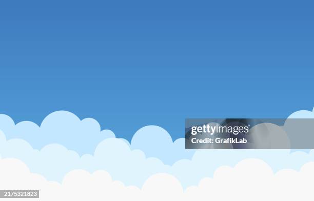 ilustrações de stock, clip art, desenhos animados e ícones de blue sky and white fluffy clouds background illustration - céu claro