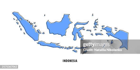 Indonesia - Blue Sketch Map. Stylized Simple Outline Map, Icon. Indonesia - Blue Sketch Map. Stylized Simple Outline Map, Icon.