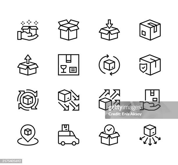 package box icons - empty box stock illustrations