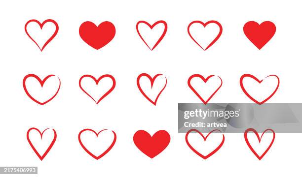 ilustraciones, imágenes clip art, dibujos animados e iconos de stock de iconos de hearts shapes - día de san valentín