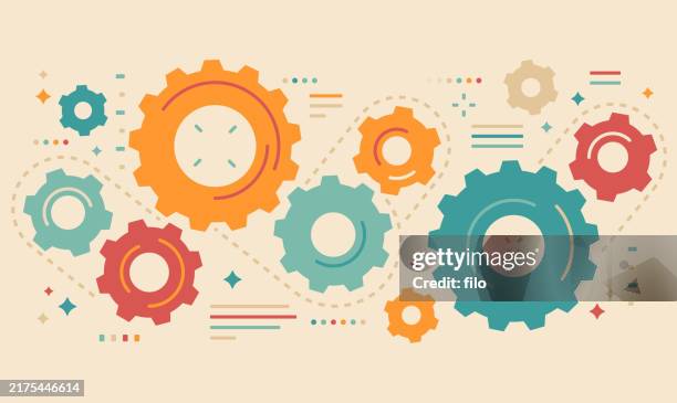 gear machinery process modern shapes design - sprocket stock illustrations