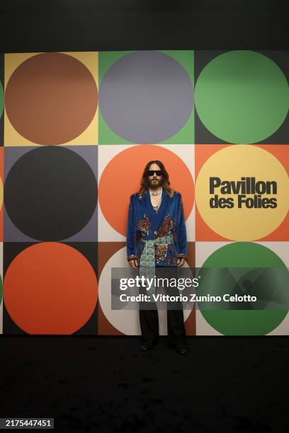 Jared Leto attends Valentino Pavillon des Folies Show as part of the Paris Fashion Week on September 29, 2024 in Paris, France.