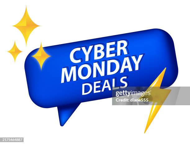cyber monday speech bubble with golden diamonds and lightening bolt - cyber monday background stock illustrations