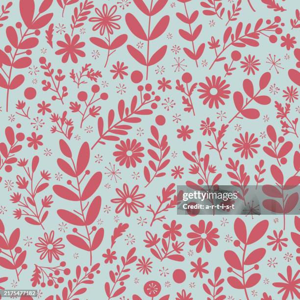 print. seamless pattern with decorative flower, branches and berryes. - chamomile stock illustrations